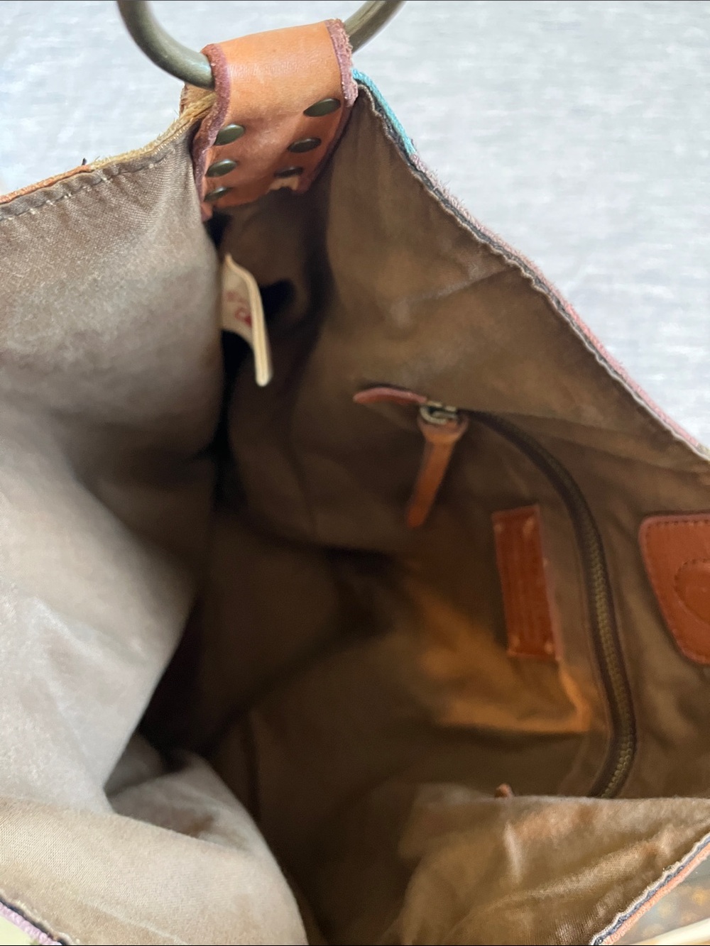 (RARE) Y2K Lucky Brand Ugly Betty Suede/leather Hobo Bag Multicolor Patchwork - Picture 6 of 11